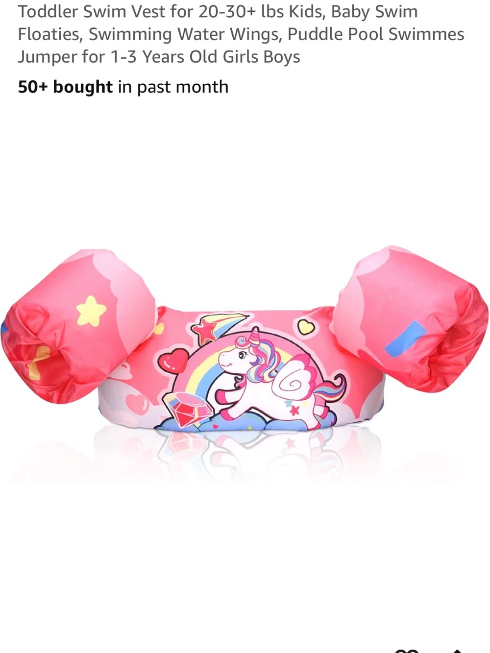 Child Unicorn Swim Vest and Arm Floaties - Pink